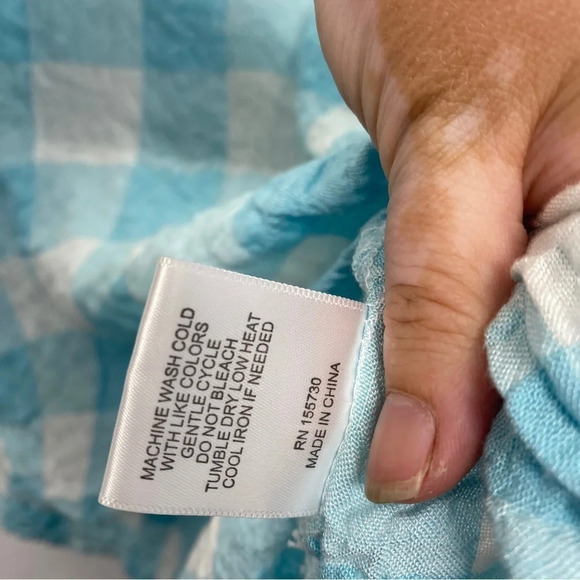 Jane + Delancey Blouse Blue White Check L - Picture 5 of 6